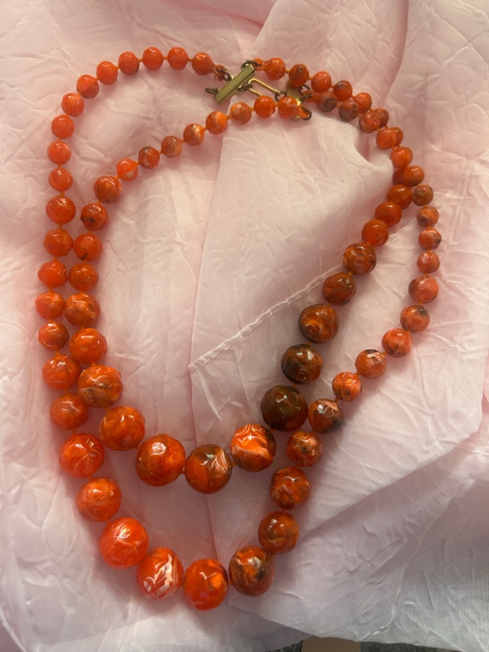 Vintage Orange Beaded Necklace - Classic Women's Jewelry